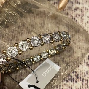 NWT! CHICO’S SILVER AND GOLD-TONE STRETCH BRACELET